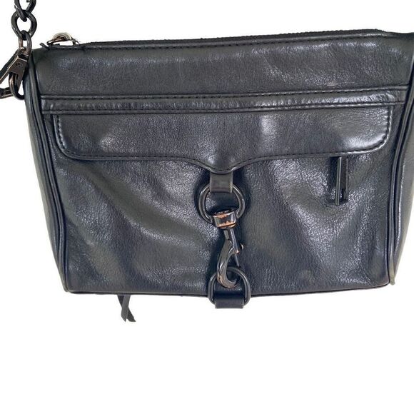 Rebecca Minkoff Mini Mac Black Leather Crossbody Chain Strap - Picture 4 of 10